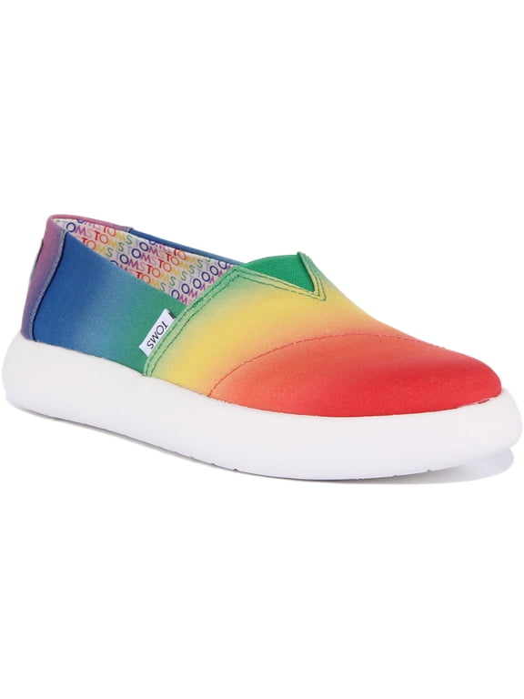 Unity Pride Mallow Women's Rainbow Print Canvas Slip On Trainers In Pink Size 5