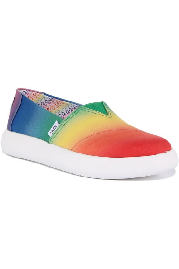 Unity Pride Mallow Women's Rainbow Print Canvas Slip On Trainers In Pink Size 6