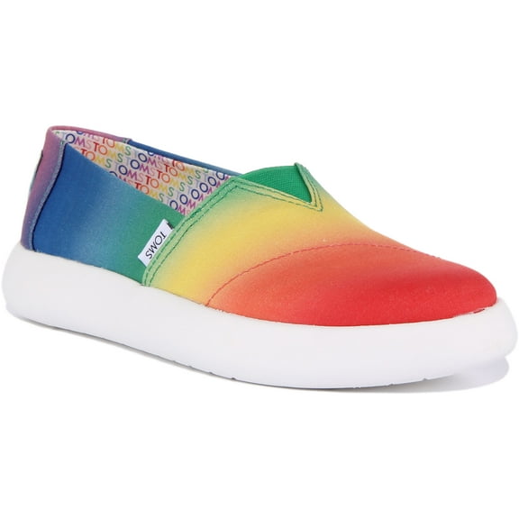 Toms Unity Pride Mallow Women's Rainbow Print Canvas Slip On Trainers In Pink Size 8.5
