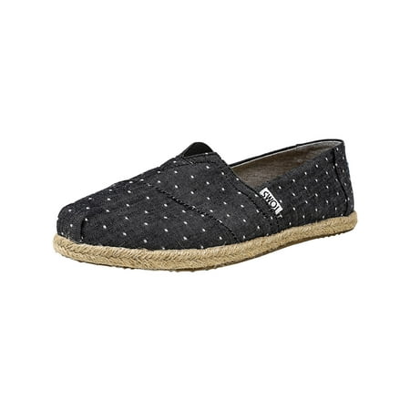 Toms Women's Classic Chambray Rope Sole Black Dot Ankle-High Canvas Slip-On Shoes - 6.5M