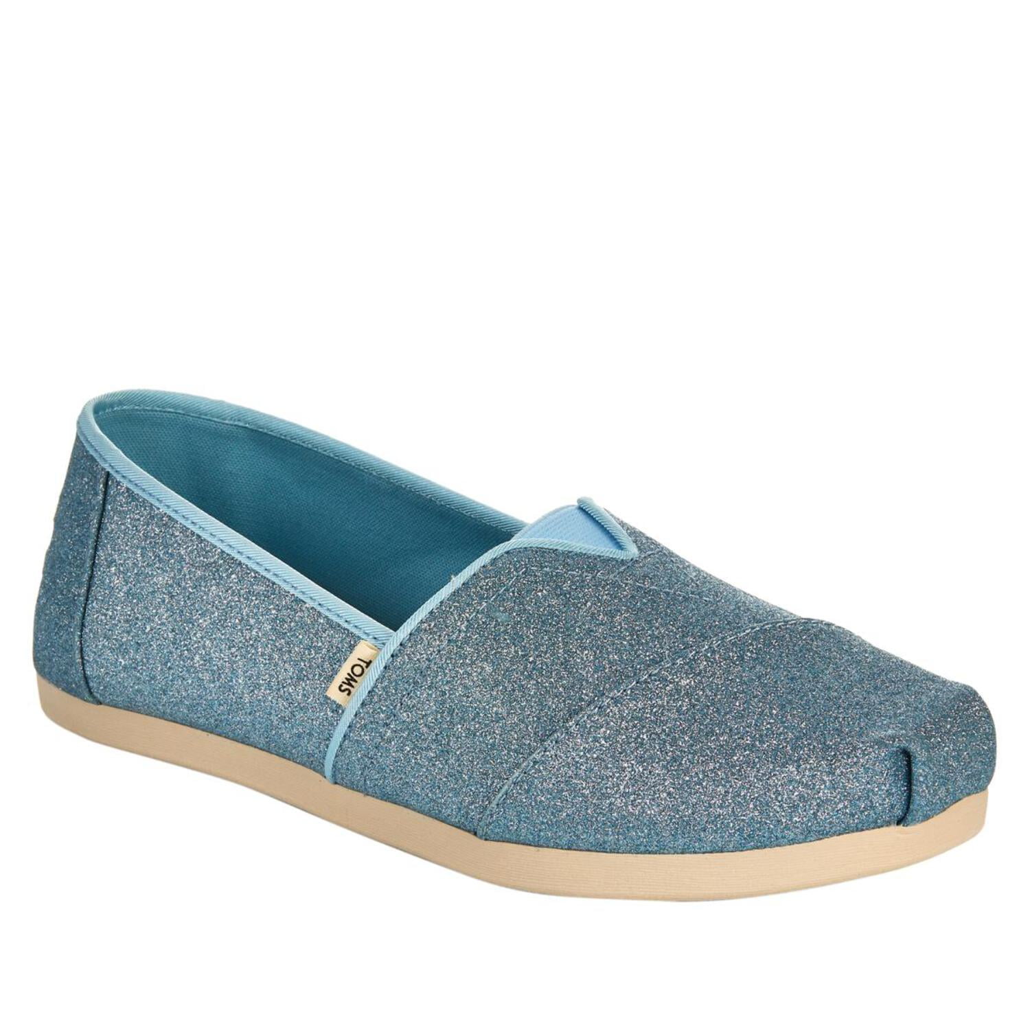 Toms Women's Classic Light Blue Glitter Low Top Fabric Slip-On