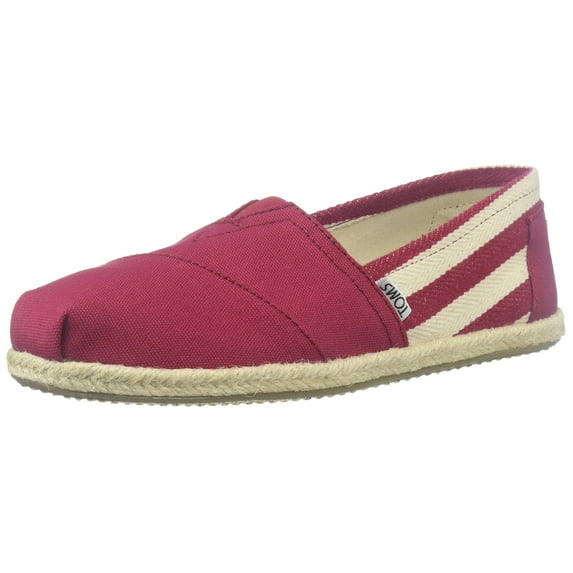 Toms Women's Classic Striped Canvas Red Stripe University Ankle-High Flat Shoe - 9.5M