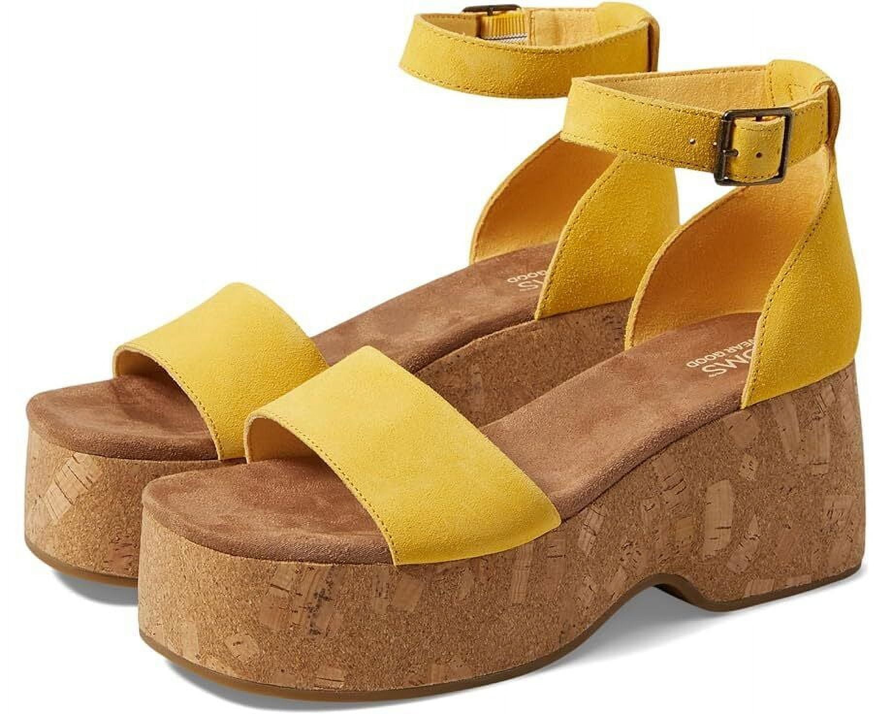 Laila Toms Cork Wedge Sandal Shop Yellow Womens TOMS Laila Suede