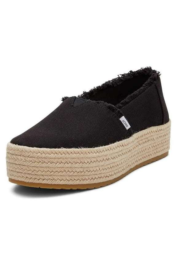 Women's Valencia Platform Espadrille Sneakers Loafer Flat, Black, Size 5