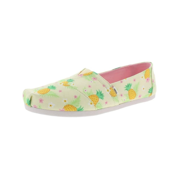 TOMS Womens Alpargata Pineapple Graphic Slip On  Flats Casual Shoes