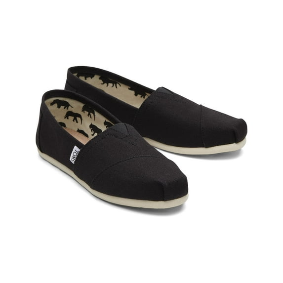 Toms Womens Alpargata Slip On Metallic Fashion Loafers Black 6.5 Medium (B,M)