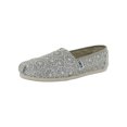 thumbnail image 1 of Toms Womens Crochet Glitter Slip On Alpargata Flat Shoe, Silver, US 6, 1 of 3