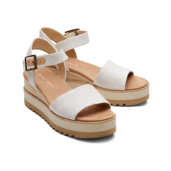 Toms Womens Diana Canvas Platforms Wedge Sandals Beige 6 Medium (B,M)