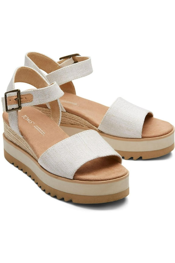 Womens Diana Canvas Platforms Wedge Sandals Beige 6 Medium (B,M)