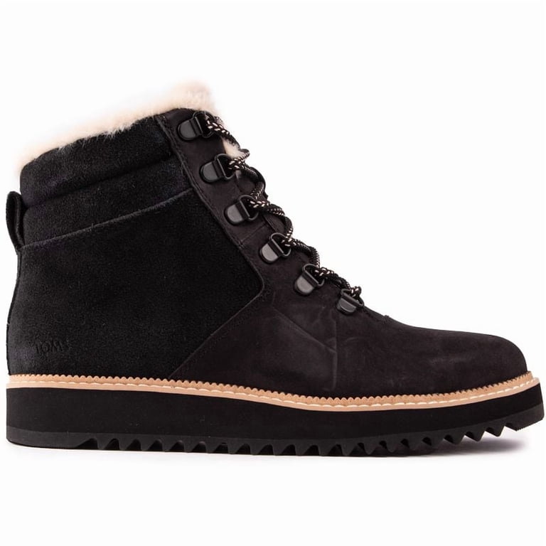 Toms Mojave Black Lugged Sole Rounded Toe Lace Up Fur  display picture 2