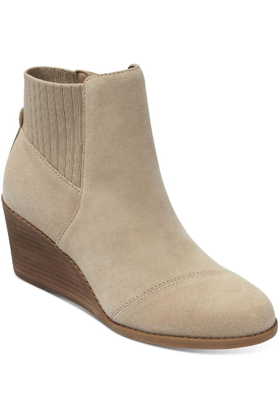 Womens Sadie Suede Round Toe Wedge Boots