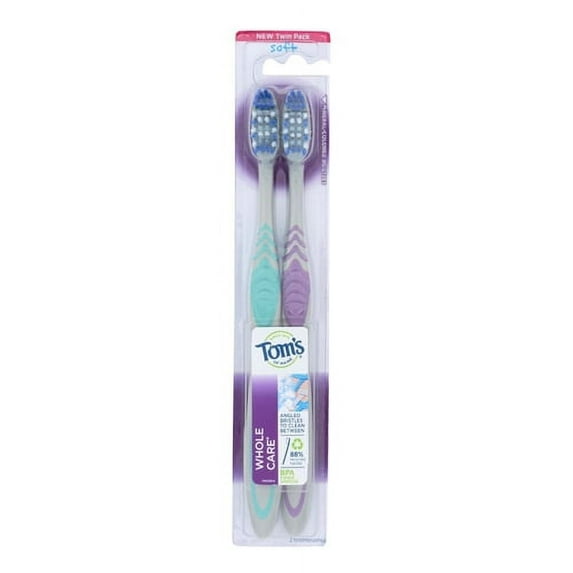 Toms of Maine Whole Care Soft Toothbrush, Twin Pack, 2 Ea