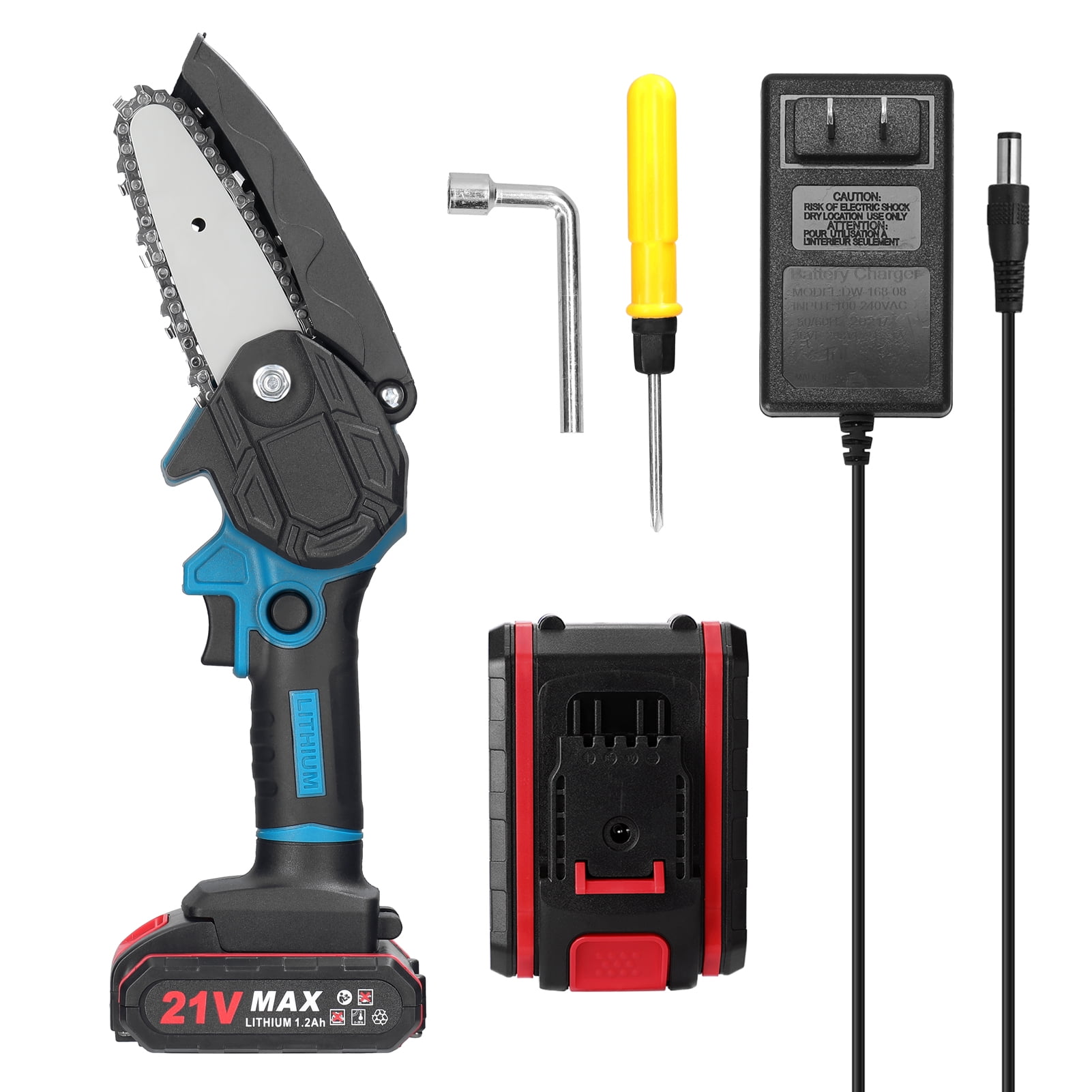 Tomshine 21V Chainsaw, 4inch Portable Electric Pruning Saws, Small Wood