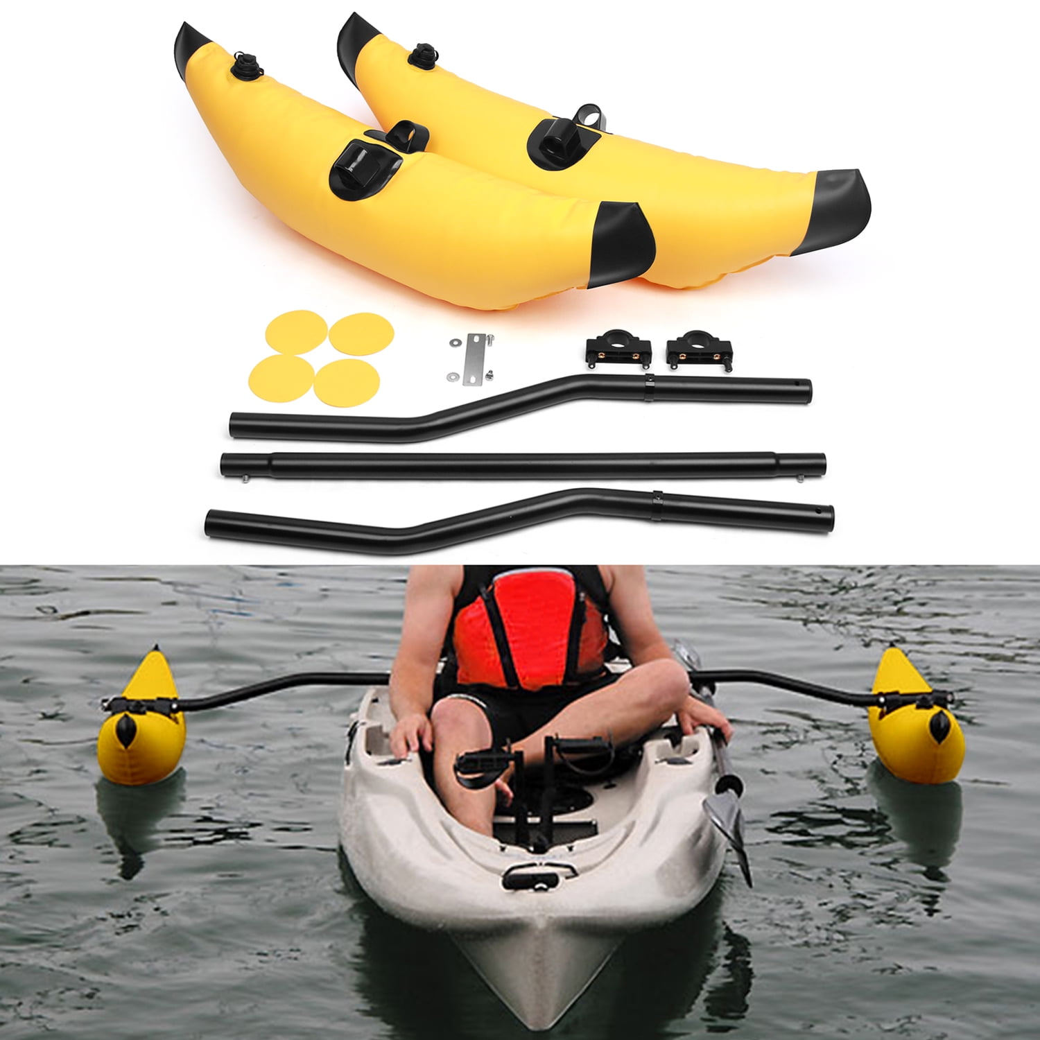 Tomshine 2pcs Kayak PVC Inflatable Outrigger Float Kayak Boat Fishing  Standing Float Stabilizer Blue 