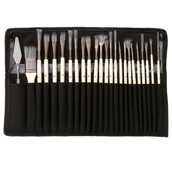 Tomshine Artist Paint Brushes Set 23pcs Different Sizes Professional Paintbrush Nylon Hair Wooden Handle with Scraper Portable Organizing Bag for Acrylic Oil Watercolor Gouache Painting Arts Crafts S