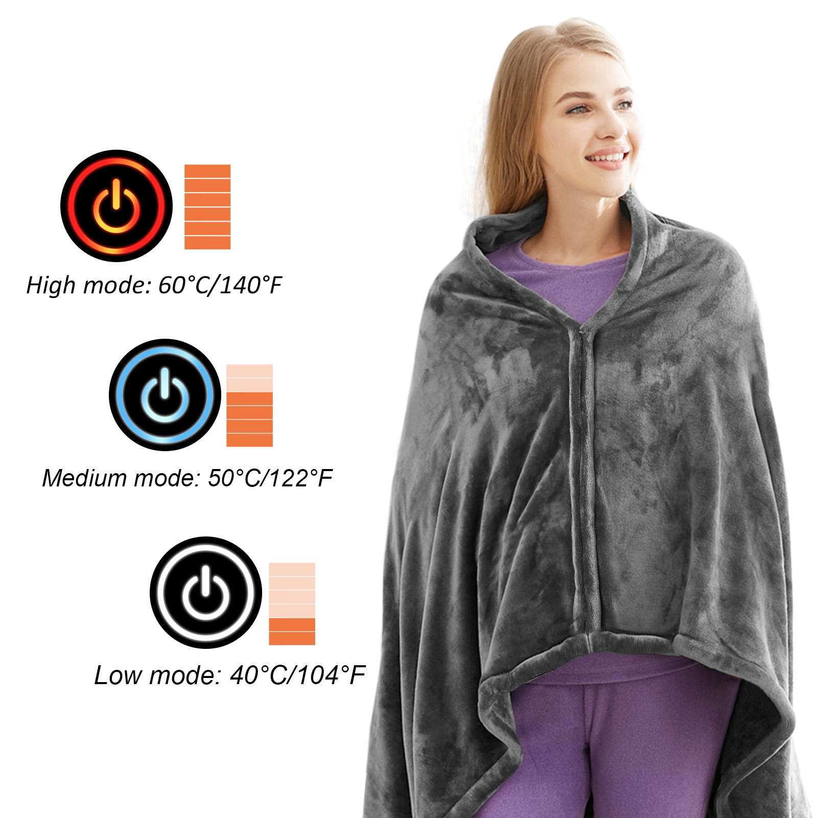 Tomshine Electric Blanket Heated Blanket Washable USB Charging Electric Thermal Heating Shawl Insulated Heating Scarf