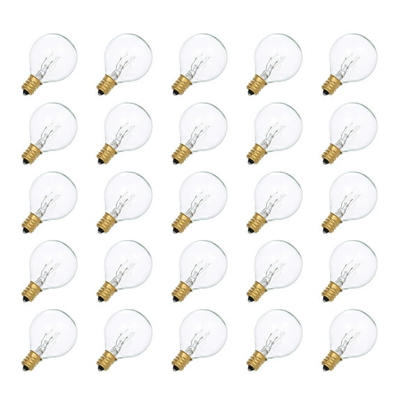 Tomshine G40 Replacement Bulbs 25 Pack Clear Globe Bulbs E12 Base Socket for String Light Patio Decor Warm White Waterproof