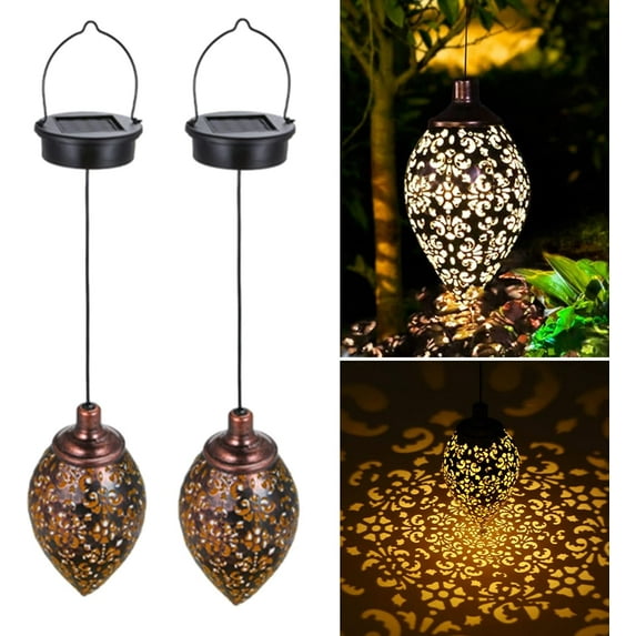 Tomshine Hanging Solar Lights, Metal Solar Lantern Outdoor Waterproof, LED Garden Lights for Patio Pathway Decoration 2 Pack (Bronze)