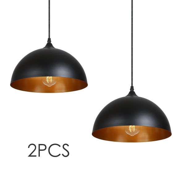 Tomshine Metal Pendants Light 2 Pack -120V Classic Black Lampshades Industrial Hanging Ceiling Lamp for Kitchen Dining Living Room Restaurant (no bulb included)