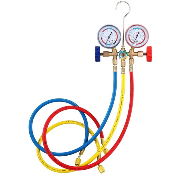 Tomshine Refrigerant Manifold Gauge Set Air Conditioning Tools with Hose and Hook for R12 R22 R404A R134A