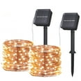 thumbnail image 1 of Tomshine Solar String Fairy Lights 12m 120LEDs Copper Wire 8 Modes IP65 Water- for Patio Yard Party Warm White 2Pack, 1 of 6
