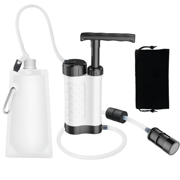 Tomshine Water Purification System for Survival - Lightweight Hand-Pump Portable Water Filter for Backpacking Hiking Camping Water Filtration,White