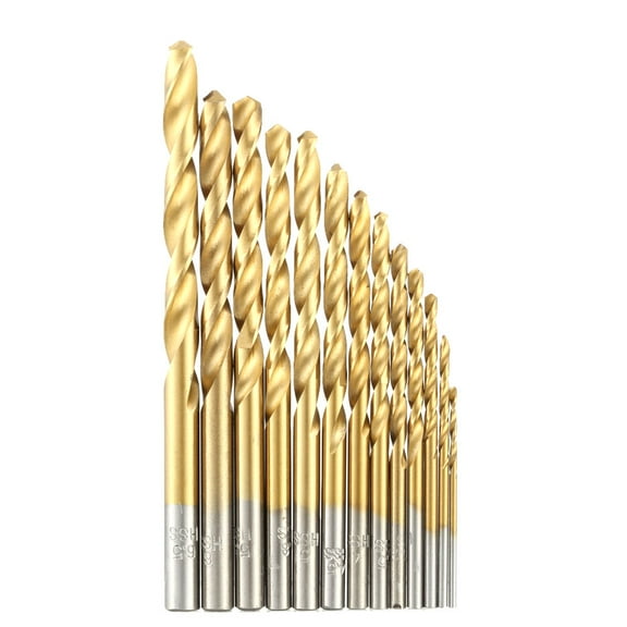 Tomshoo 13 Piece HSS Plated Metric Drill Bit Set for Wood and Metal