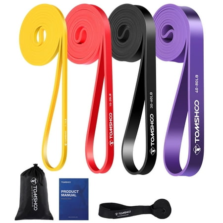 Tomshoo 4 Packs Resistance Band Set, Workout Bands, Exercise Bands, Pull-Up Bands Set, Multilevel for Strength Training, Stretching