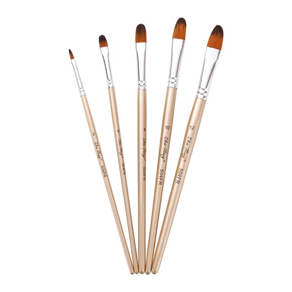 Tomshine 5pcs Filbert Paint Brushes Set Nylon Hair Wooden Handle Artists Paintbrushes for Adults Beginners for Acrylic Oil Watercolor Gouache Nail Body Face Detailing Painting Art Crafts Supplies