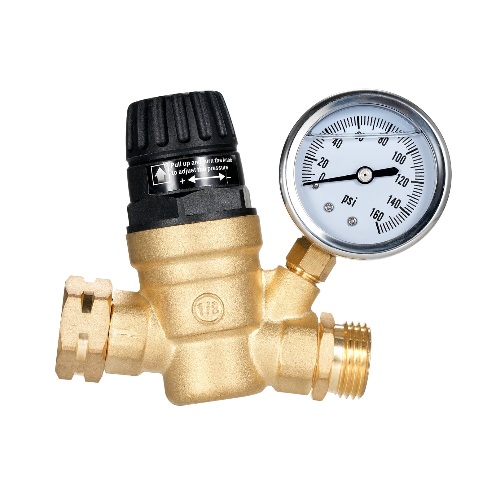 Tomshoo Aumotop RV Water Pressure Regulator with Gauge Manually Adjustable NH3/4'' 160PSI Free