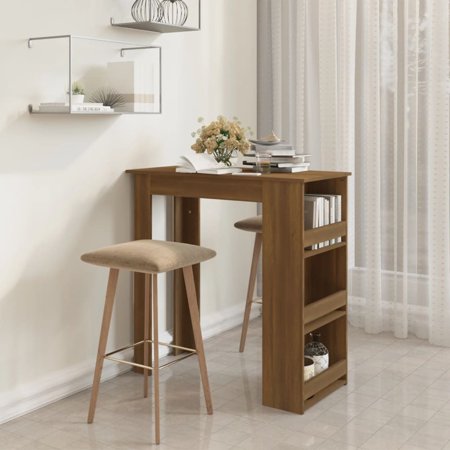 Tomshoo Bar Table with Storage Rack Brown Oak 40.2"x19.7"x40.7" Engineered Wood