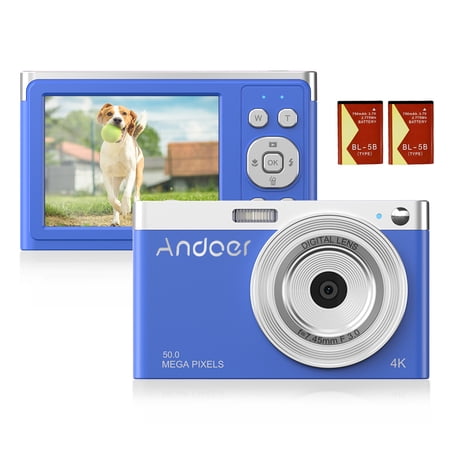 Tomshoo Compact 4K Digital Video Camcorder 50MP 2.88Inch IPS Screen Auto Focus 16X Zoom -shake Face Detact Smile Capture Built-in Flash with 2pcs Batteries Carry Bag Wrist Strap for Teens