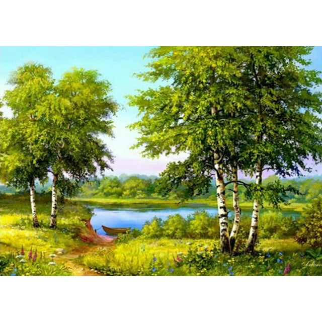 Tomshoo Diamond Painting DIY 5D Forests Diamond Painting Cube Round Shape Diamond Paintings Kits Arts Craft for Room Wall Decoration