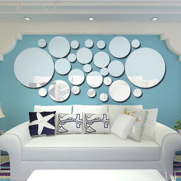 Tomshoo Stylish Wall Mirror Stickers Set Bedroom Kitchen Bathroom Decor Art