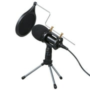 Tomshoo Wired Condenser Microphone Audio 3.5mm Studio Mic Vocal Recording KTV Karaoke Mic with Stand for PC Phone
