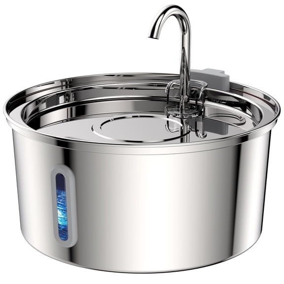 Tomxcute Cat Water Fountain,Stainless Steel Cat Fountain 3.2L/108oz Automatic Pet Fountain with Water Levels Window,Ultra-Quiet Pump and 3 Replacement Filters & for Multiple Pets SF1
