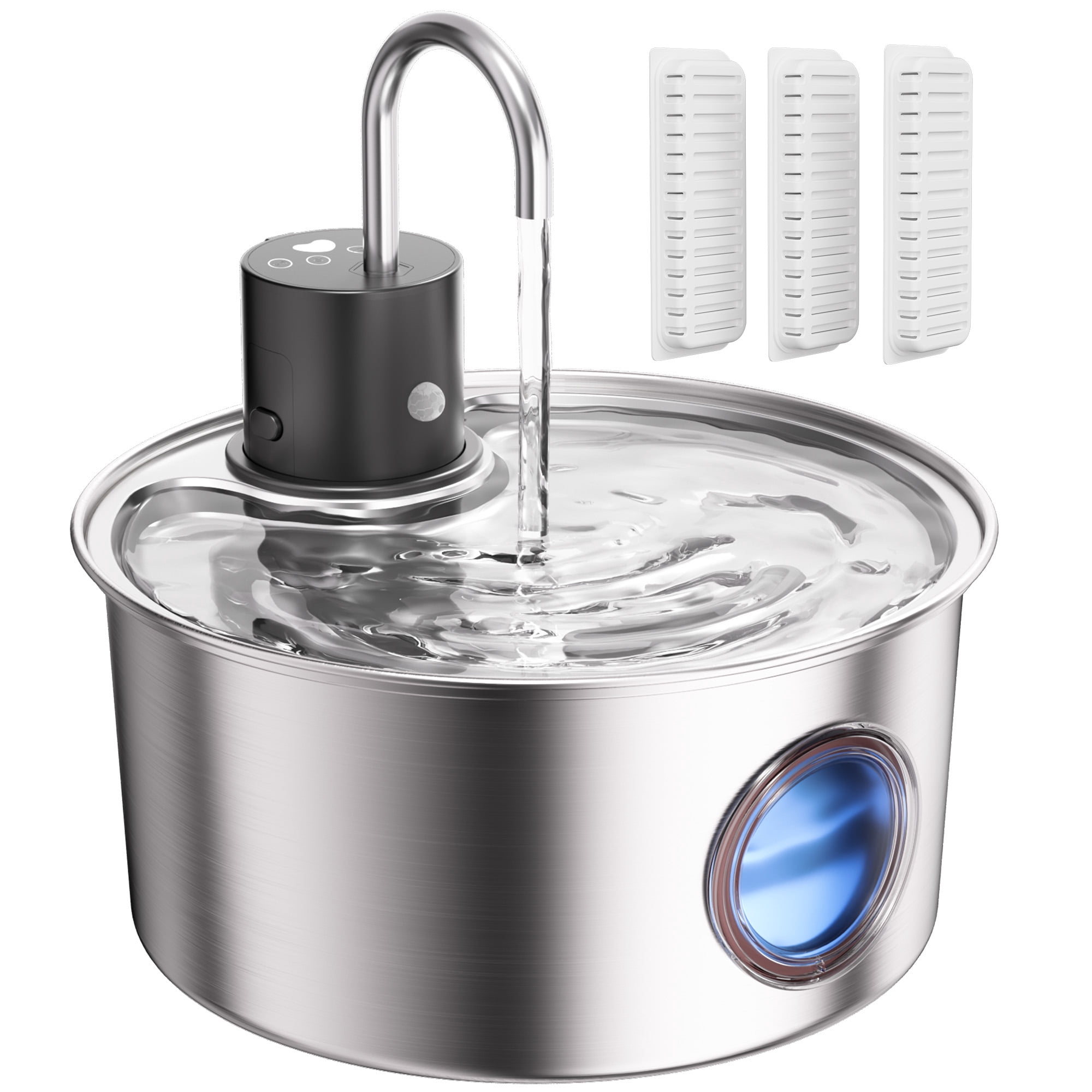 AGEETXT Wireless Cat Water Fountain with Motion Sensor, 108oz/3.2L Stainless Steel Automatic Pet Dispenser for Cats and Small Dogs, Rechargeable & Quiet