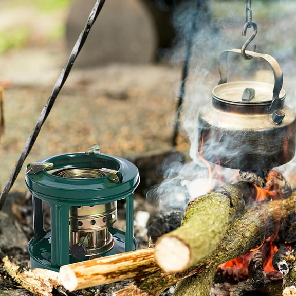 Ton 16 Cores Burners Camping Stove, Stove with Windproof Grates and Frying Pan, Portable Camping Stoves, Camping Essentials for Tailgating/Grilling/Coffee, Green