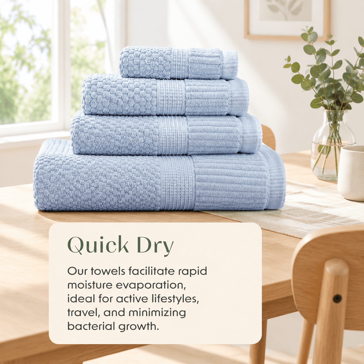 Ton 6 Piece Bath Towel Set | Blue Towels Oeko-tex Standard 100 Soft ...