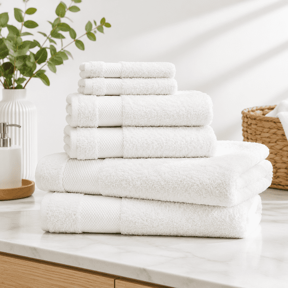 Ton 700 Gsm Plush 6-piece Towel Set Gots Certified 2 Bath Towels 2 Hand ...