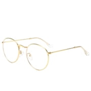 Ton Classic Small Round Clear Lens Glasses Non Prescription Circle Metal Frame Eyewear Gold