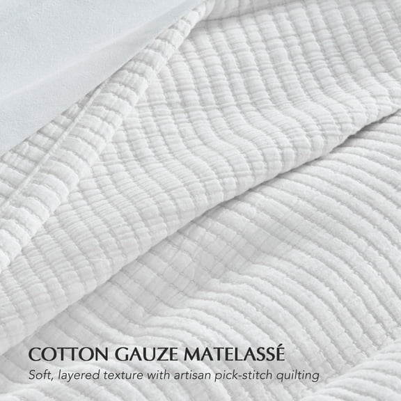 Ton Gauze Full Queen Bedspread Ultra Soft Prewashed Pick Matelasse Coverlet Lightweight Textured Oversized Quilt Bedding Set For All Season With 2 Shams White