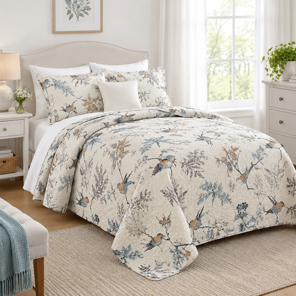 Ton Quilts Size Flying Birds Quilted Bedding Bedspread Set