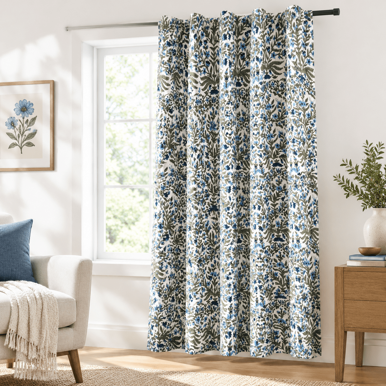 Ton Single Panel Flblock Print Curtain Easy Hanging With Rod Pocket ...