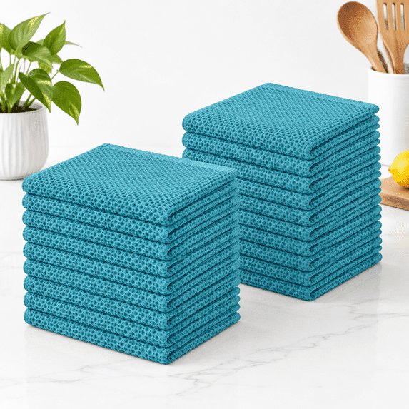 Ton Waffle Weave Kitchen Dish Cloths 18-pack Lake Blue - Walmart.com