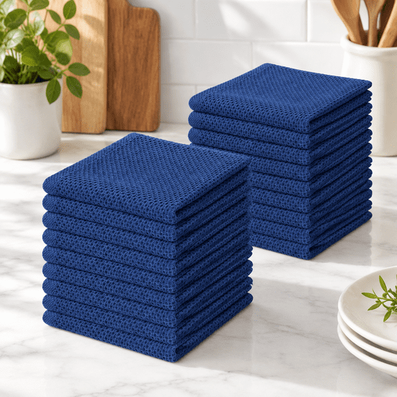 Ton Waffle Weave Kitchen Dish Cloths 18-pack Navy Blue - Walmart.com
