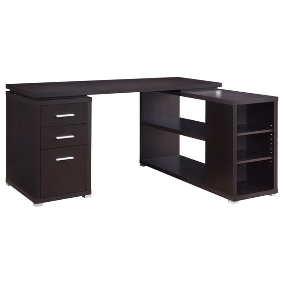 Tona Cappuccino 3-Drawer L-Shape Computer Desk