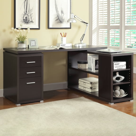 Tona Cappuccino 3-Drawer L-shape Computer Desk