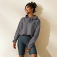 thumbnail image 1 of Tonal Chenille Patch Hearts Crop Hoodie (Storm, L), 1 of 1