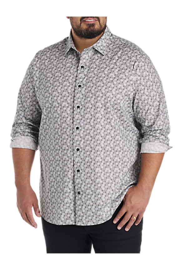 Tonal Dotted Sport Shirt Grey Black 2XL